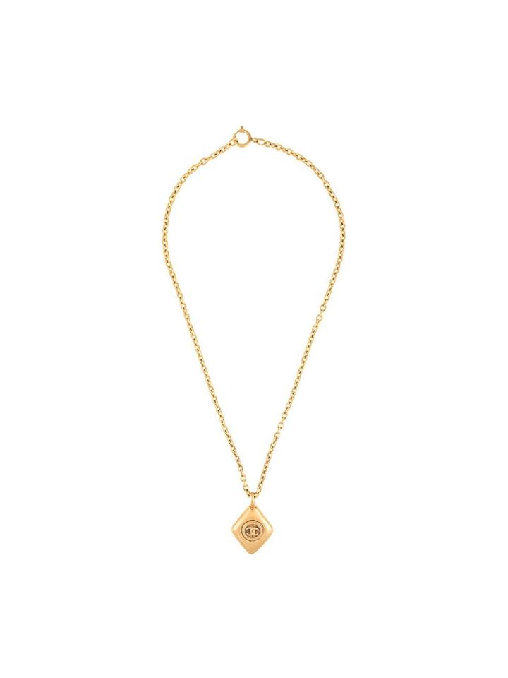 Chanel Vintage Diamond Shape Cc Necklace - Gold