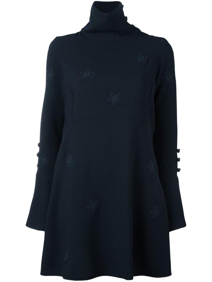 See By Chloé Flower Embroidered Dress, Women's, Size: 40, Blue, Polyester