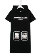 Jeremy Scott Junior Teen Logo Print Hooded Dress - Black