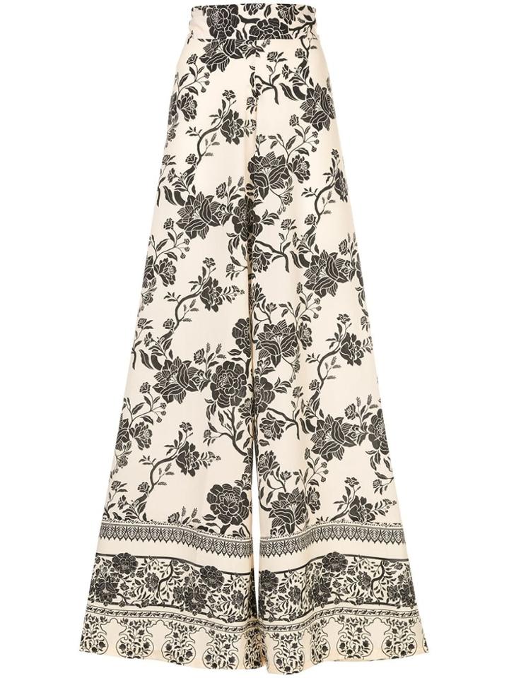Johanna Ortiz Floral Print Palazzo Trousers - Yellow