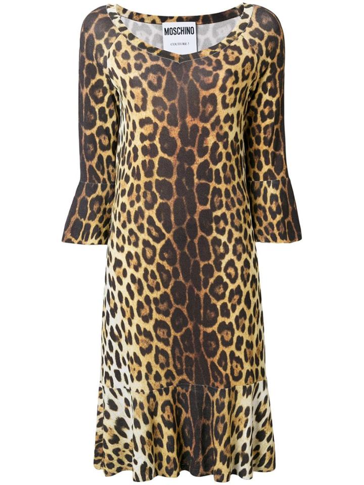 Moschino Leopard Print Midi Dress - Brown