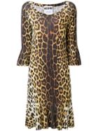 Moschino Leopard Print Midi Dress - Brown