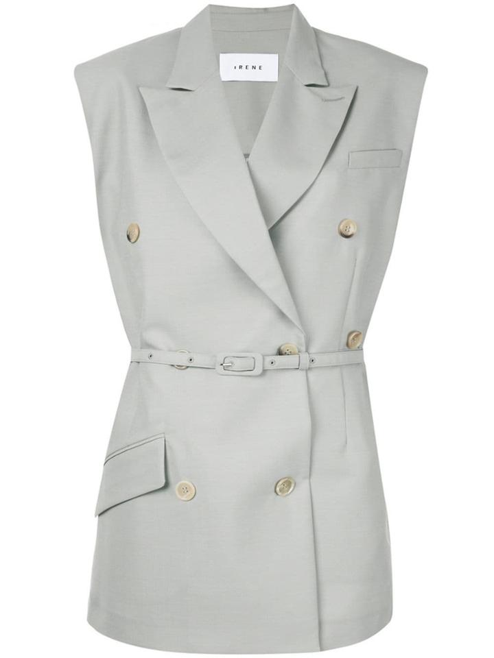 Irene Sleeveless Double-breasted Blazer - Grey