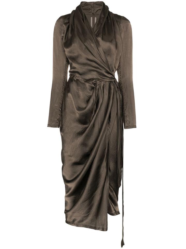 Rick Owens Ruched Wrap Dress - Grey