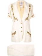 Chanel Pre-owned Embroidered Two-piece Skirt Suit - White