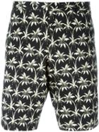 Ps Paul Smith Palm Tree Print Shorts, Men's, Size: 32, Black, Cotton/spandex/elastane