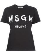 Msgm - Logo Print T-shirt - Women - Cotton - Xs, Black, Cotton
