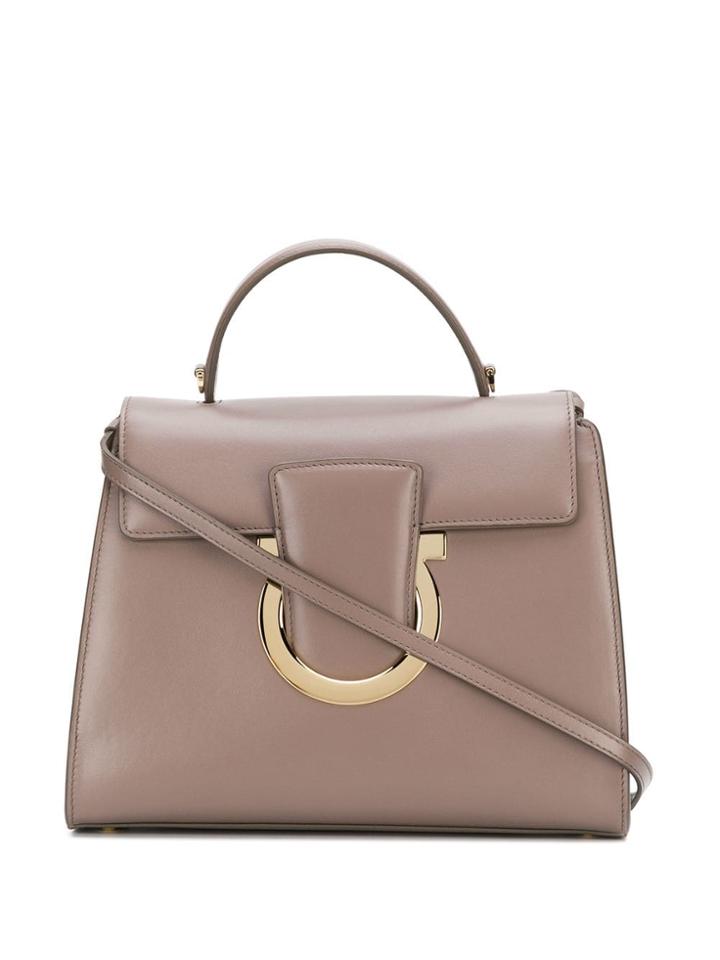 Salvatore Ferragamo Gancini Top Handle Tote - Grey
