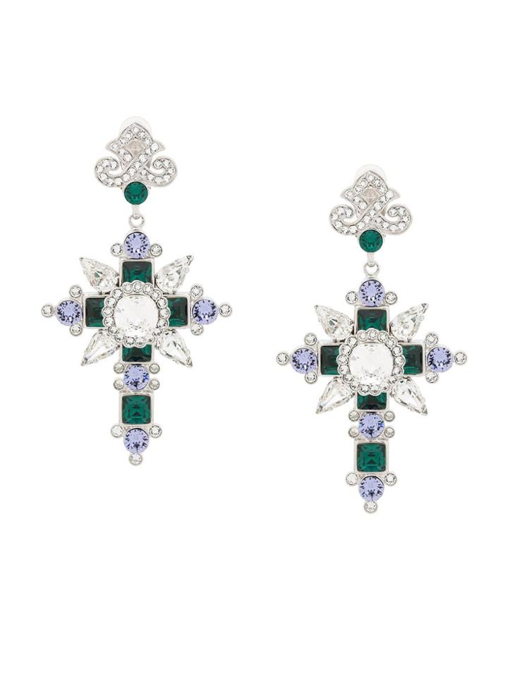 Dolce & Gabbana Cross Pendant Earrings - Silver