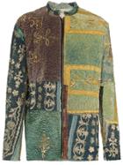 By Walid Embroidered Panels Silk Jacket - Green