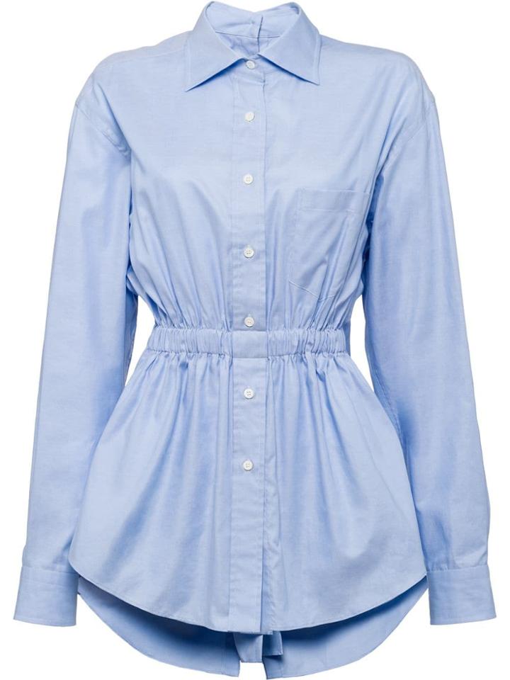 Prada Cinched Waist Poplin Shirt - Blue