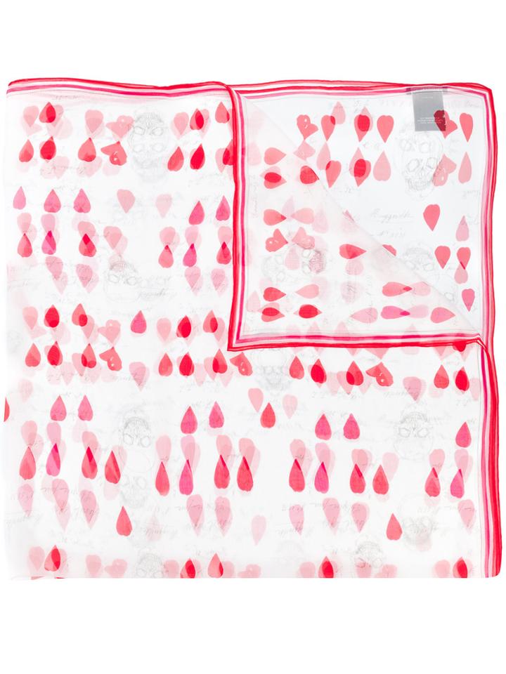 Alexander Mcqueen Petal Print Scarf - White