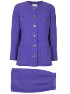 Chanel Vintage Buttoned Classic Chic Suit - Pink & Purple