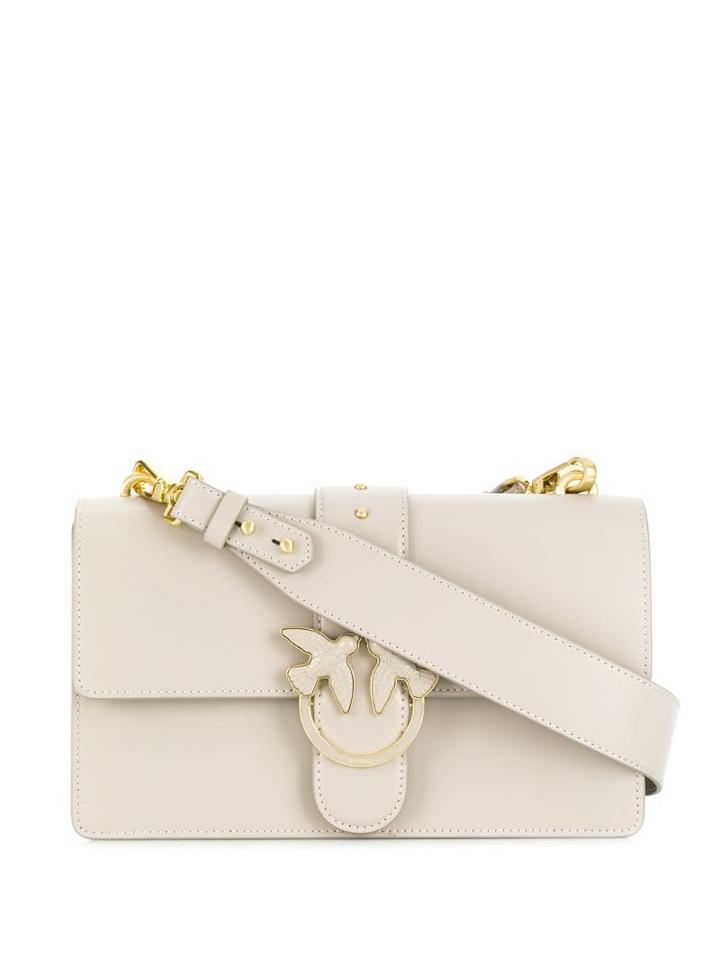 Pinko Plaque-embellished Shoulder Bag - Neutrals