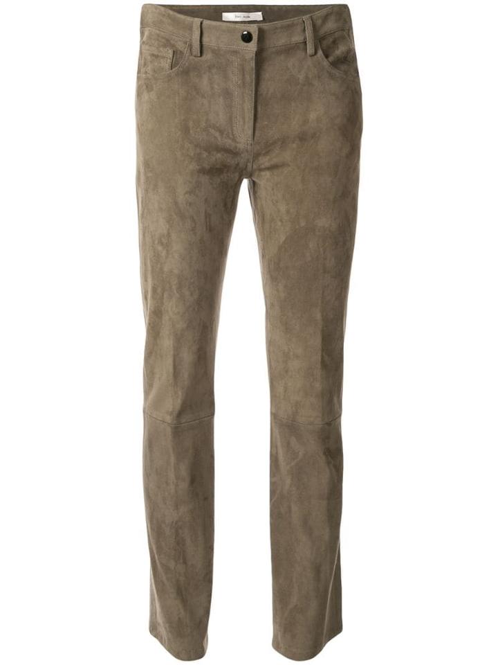 The Row Suede Cropped Trousers - Green