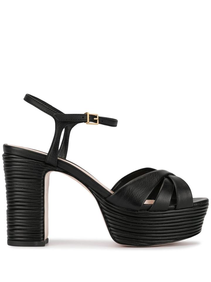 Schutz Ribbed Platform Sandals - Black