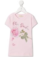 Monnalisa Chic Garden Rhinestone T-shirt - Pink