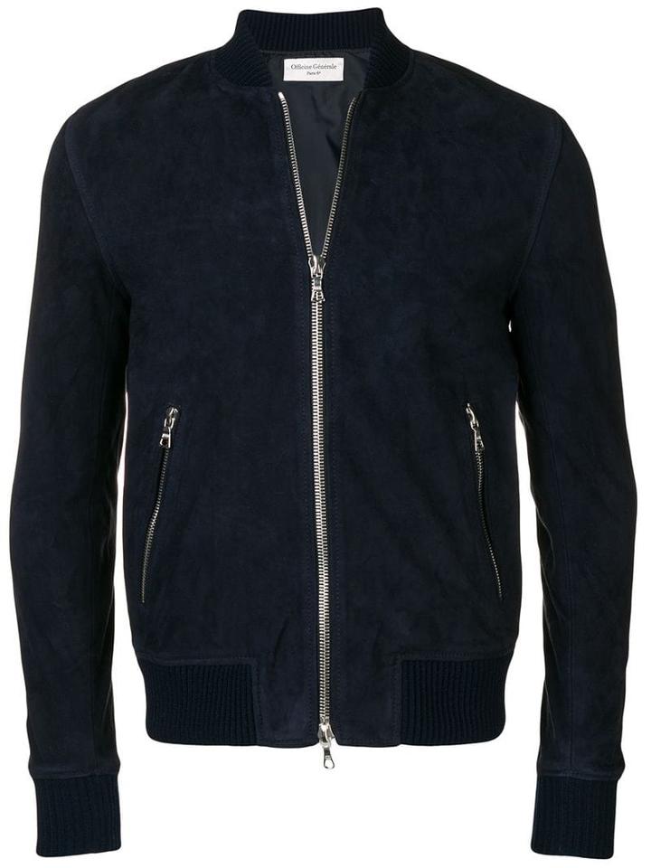 Officine Generale Suede Bomber Jacket - Blue