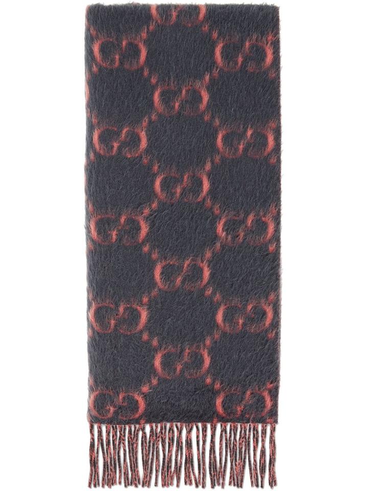 Gucci Sciarpa In Alpaca Con Motivo Gg - Grey