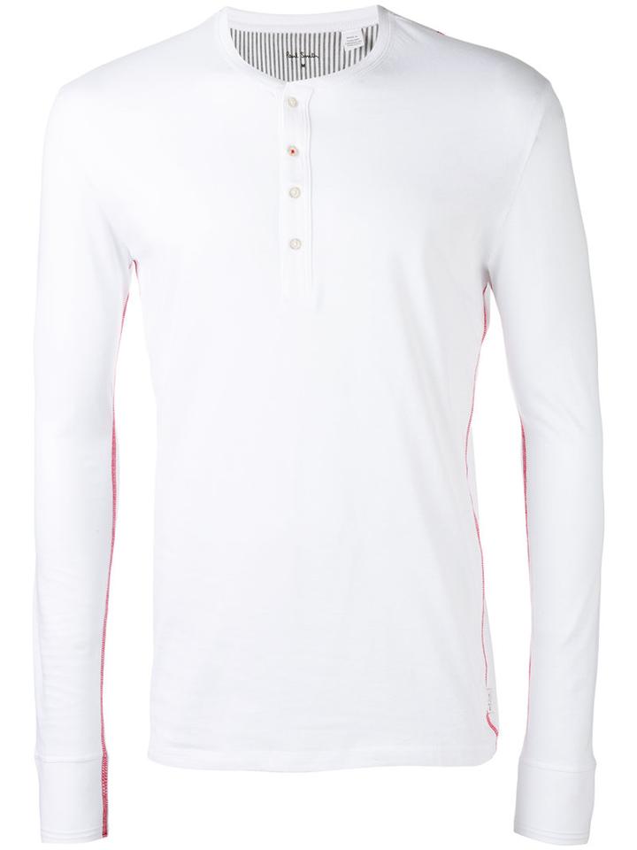 Paul Smith - Classic Henley Long Sleeve Top - Men - Cotton - L, White, Cotton