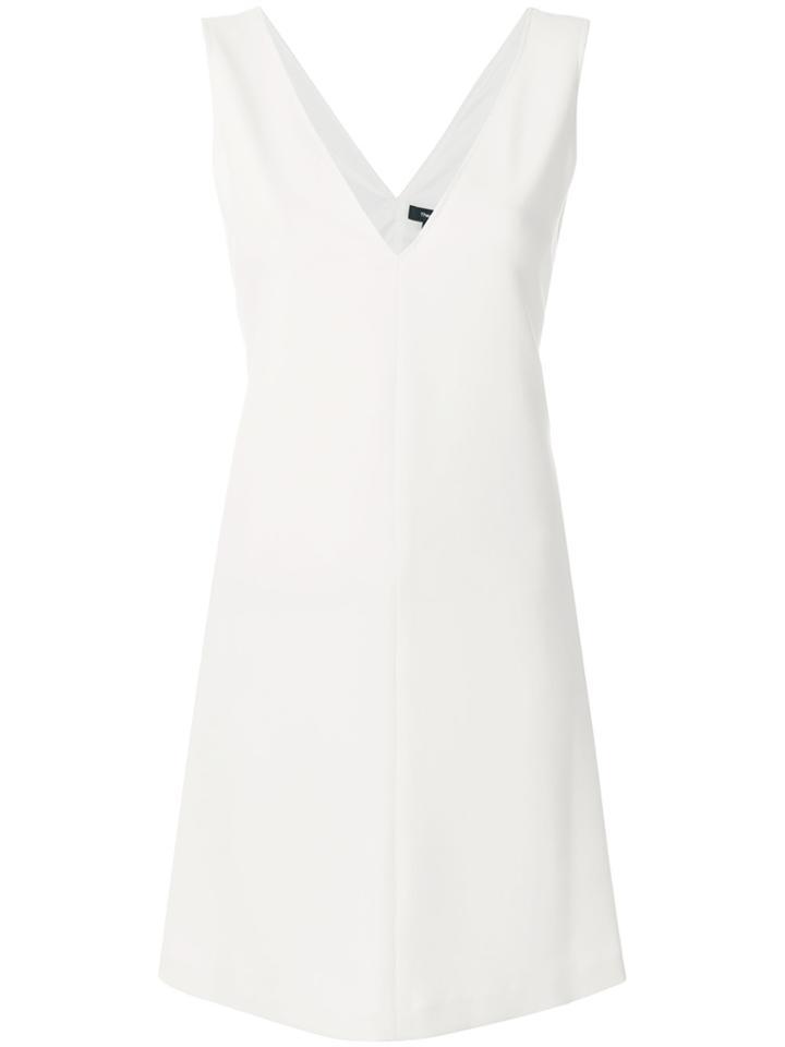 Theory V-neck Mini Dress - White