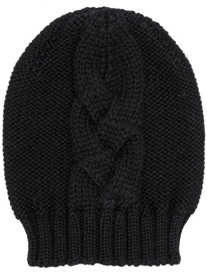 Semicouture Cable Knit Beanie - Black