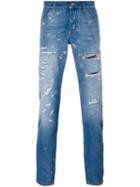 Dolce & Gabbana Distressed Jeans, Men's, Size: 56, Blue, Cotton/copper/glass/polyester