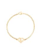 Christian Dior Pre-owned Cut-out Heart Logo Pendant Bracelet - Gold