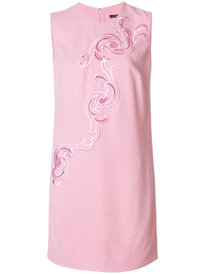 Versace Baroque Embroidered Dress - Pink & Purple