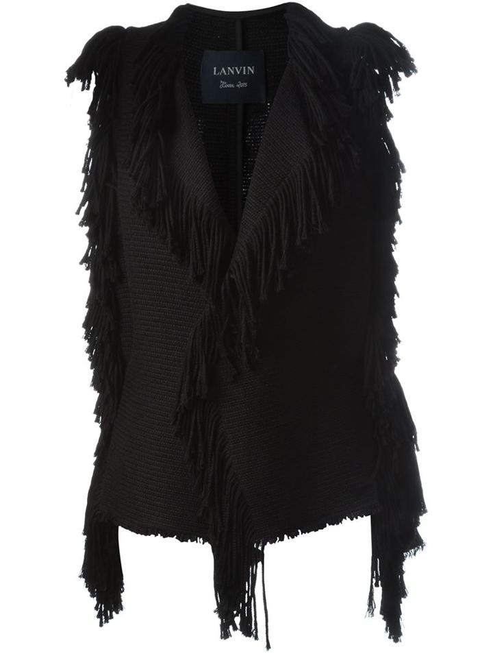 Lanvin Fringed Knit Waistcoat, Women's, Size: 38, Black, Polyamide/wool