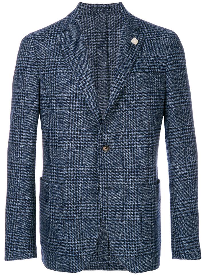 Lardini - Checked Two Button Blazer - Men - Polyester/wool - 54, Blue, Polyester/wool