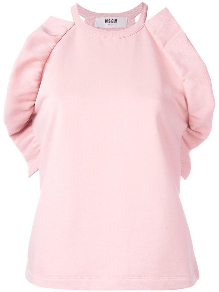 Msgm Ruffled Sleeves Blouse, Women's, Size: Medium, Pink/purple, Cotton