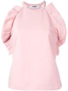 Msgm Ruffled Sleeves Blouse, Women's, Size: Medium, Pink/purple, Cotton