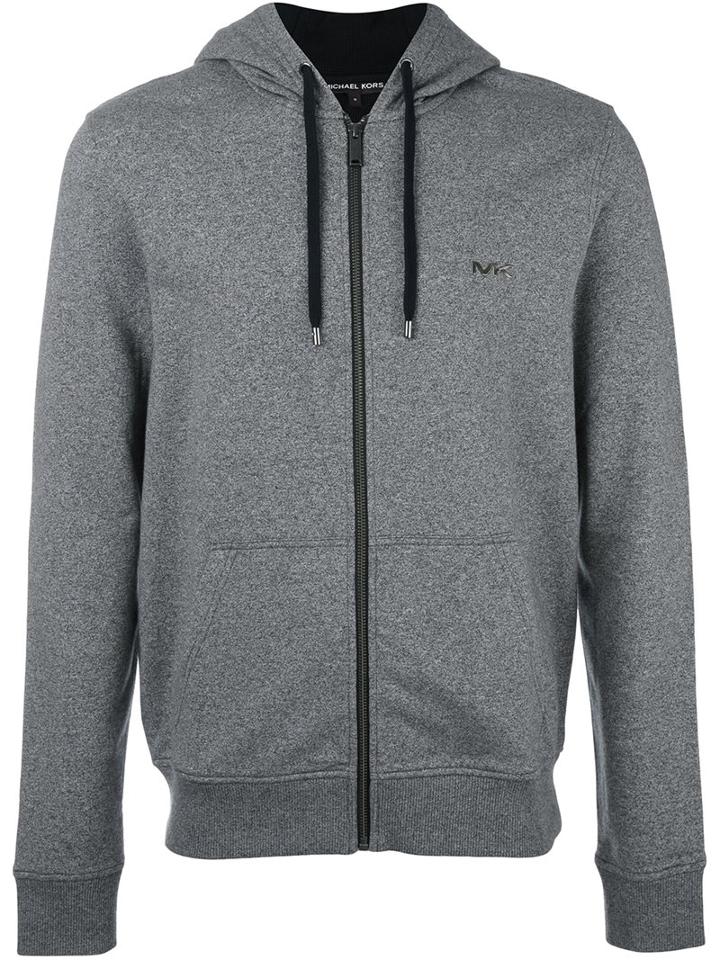 Michael Kors Zipped Hoodie, Men's, Size: Large, Grey, Cotton/elastodiene