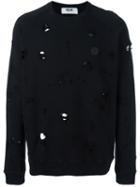 Msgm Frayed Sweatshirt, Men's, Size: Small, Black, Cotton