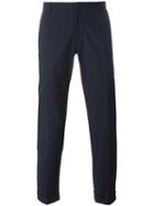 Jil Sander Cuffed Trousers, Men's, Size: 48, Blue, Cotton/spandex/elastane