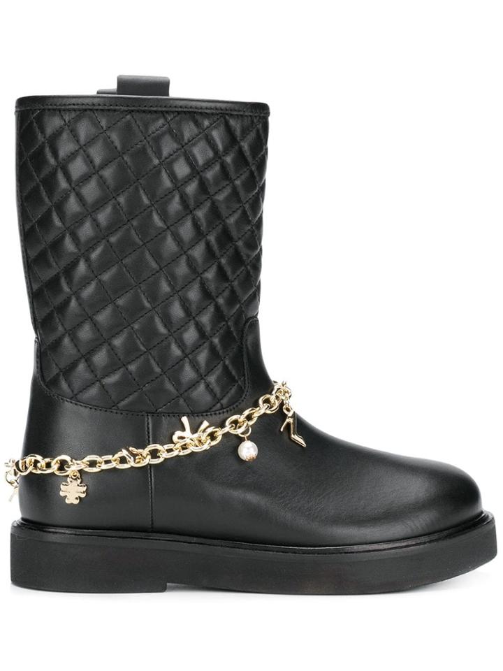 Twin-set Quilted Biker Boots - Black