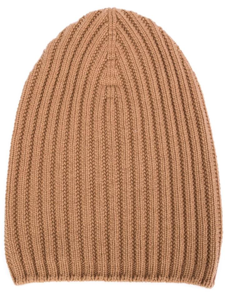 Barrie Cashmere Ribbed Beanie, Women's, Brown, Cashmere