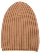 Barrie Cashmere Ribbed Beanie, Women's, Brown, Cashmere