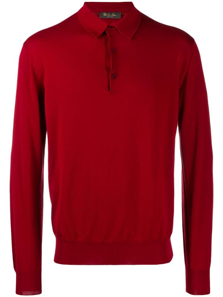 Loro Piana Long Sleeved Polo Shirt - Red