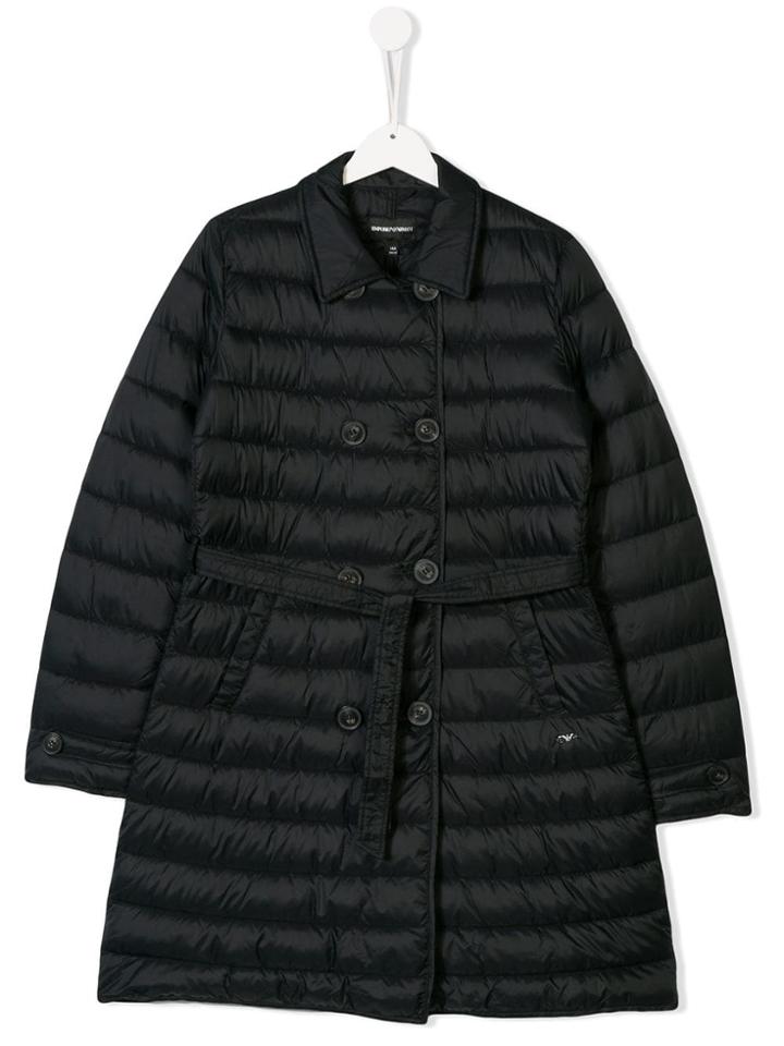 Emporio Armani Kids Double-breasted Padded Coat - Blue