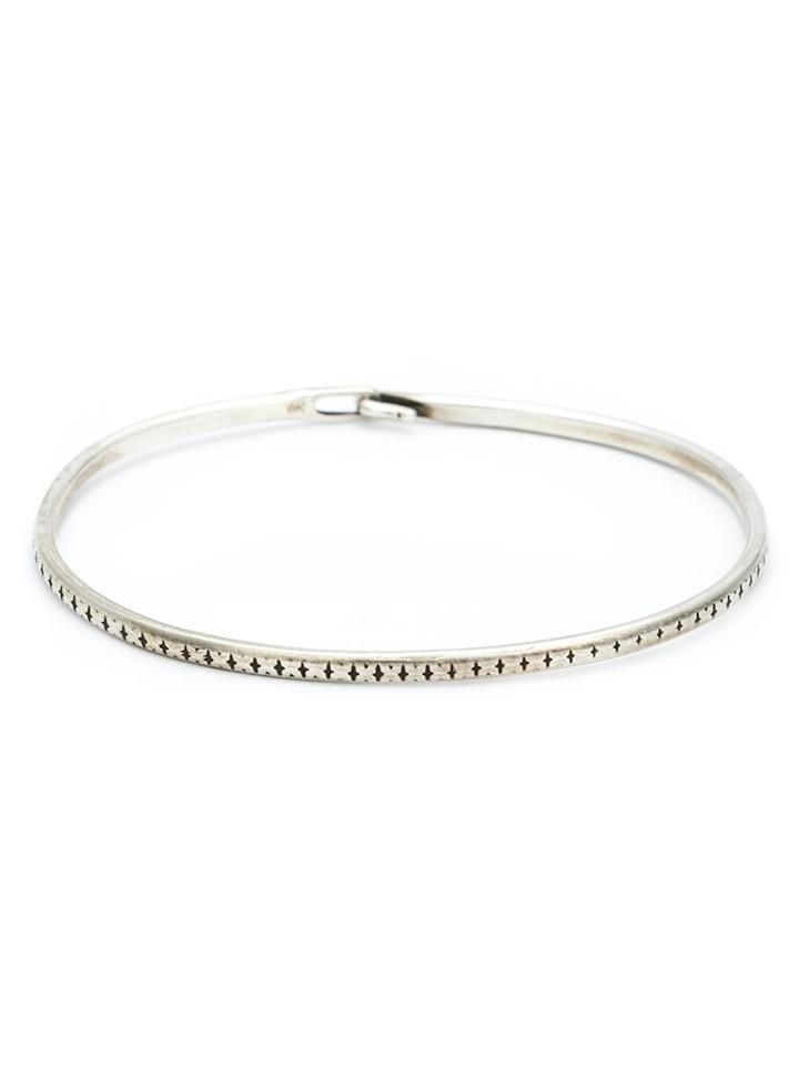 Werkstatt:münchen Etched Cross Bangle, Adult Unisex, Size: Large, Grey