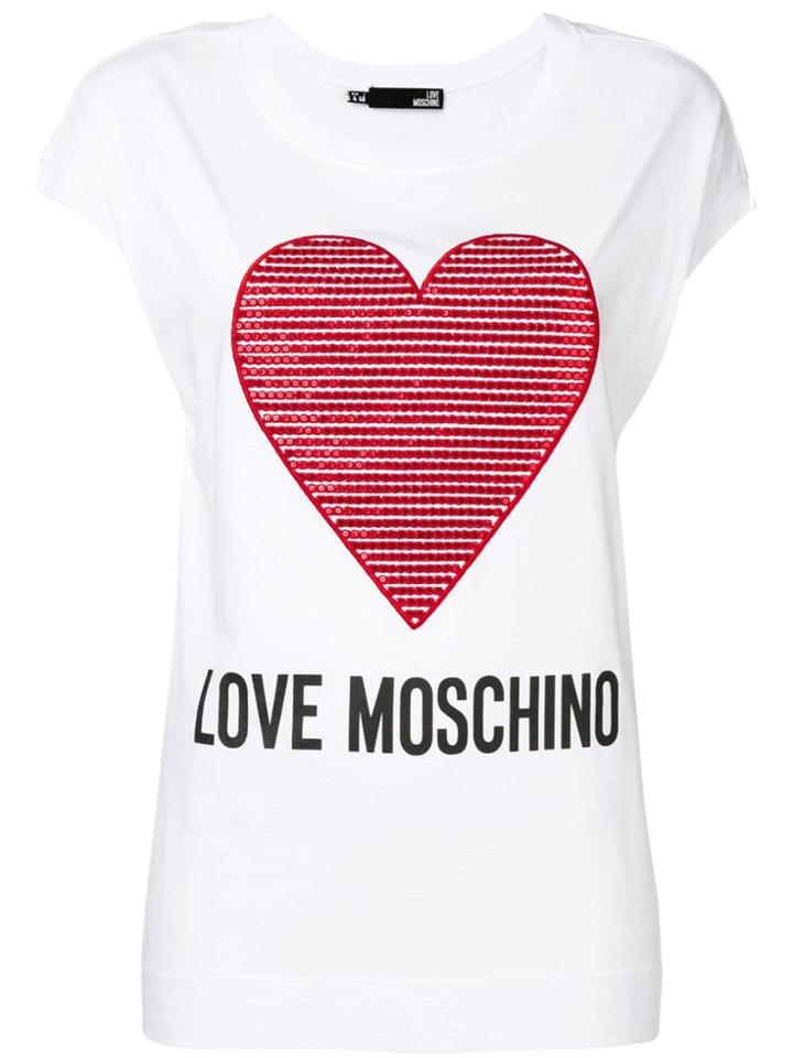 Love Moschino Embroidered Heart T-shirt - White