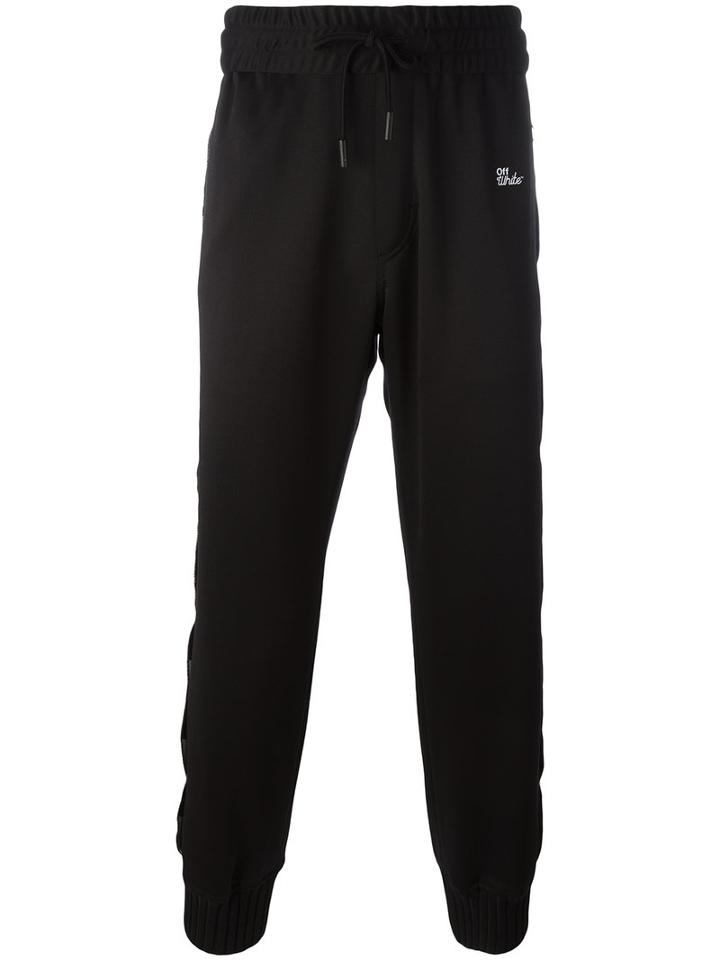 Off-white Drawstring Track Pants, Size: Small, Black, Cotton/polyester/spandex/elastane