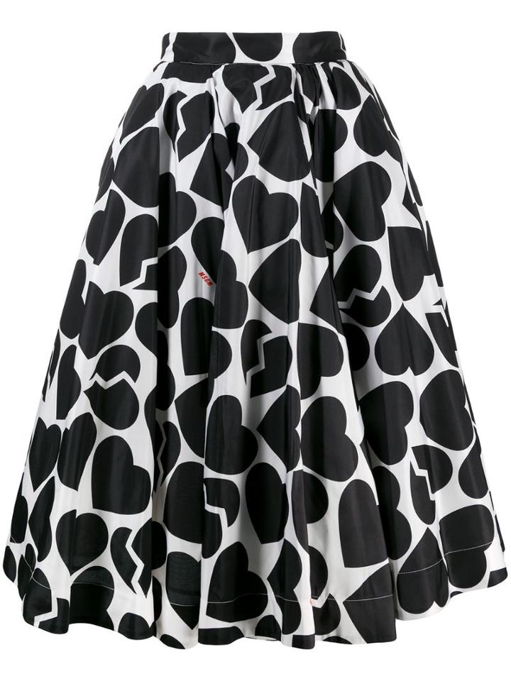 Msgm Heart Shape Print Skirt - Black