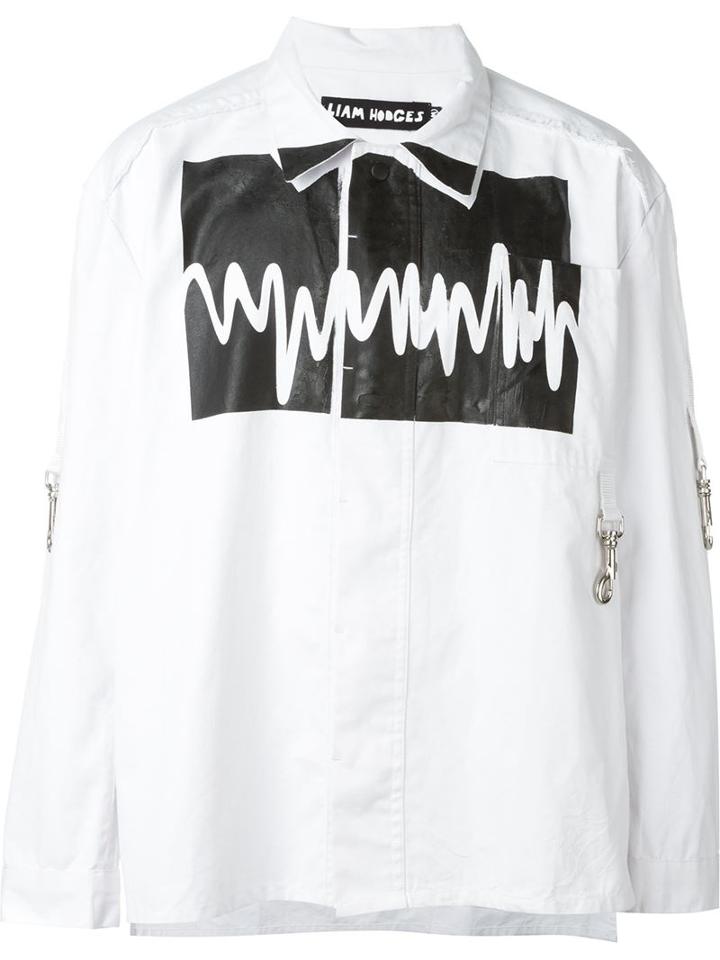 Liam Hodges Sound Wave Print Shirt, Men's, Size: Large, White, Cotton