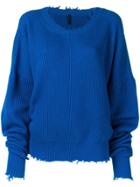 Unravel Project Distressed Ribbed Jumper - Blue