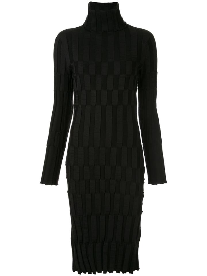 Yohji Yamamoto Geometric Knit Midi Dress - Black