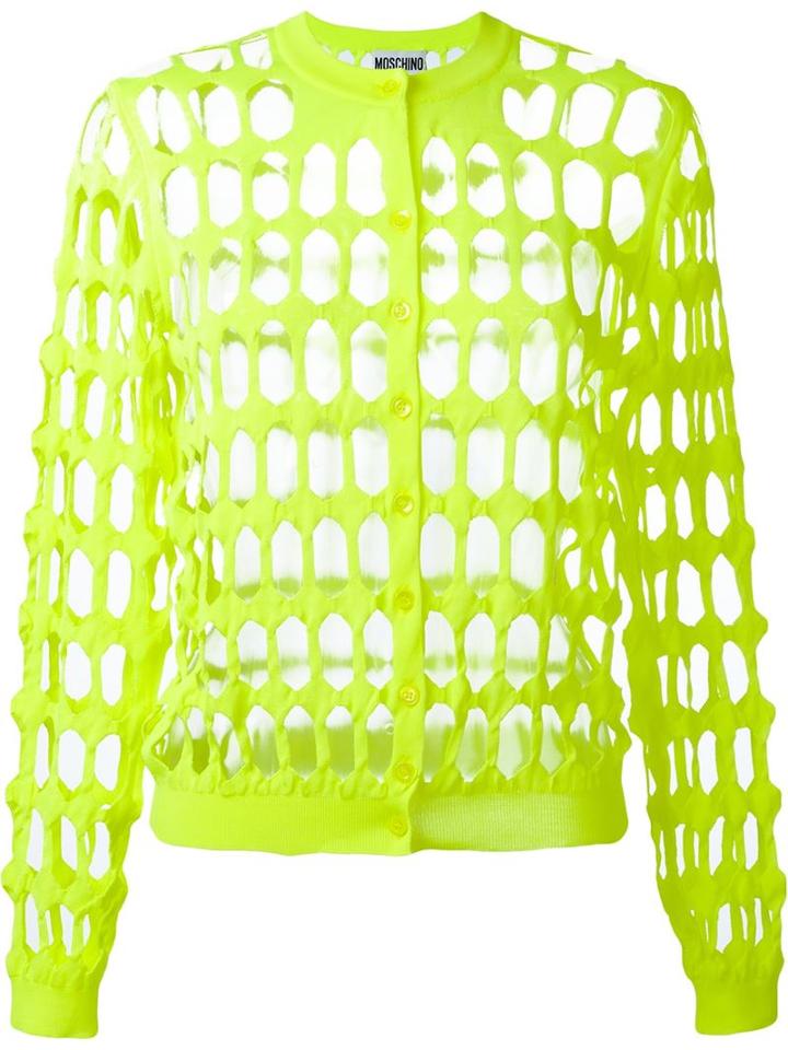 Moschino Cut-out Detailed Cardigan, Women's, Size: 40, Green, Polyester