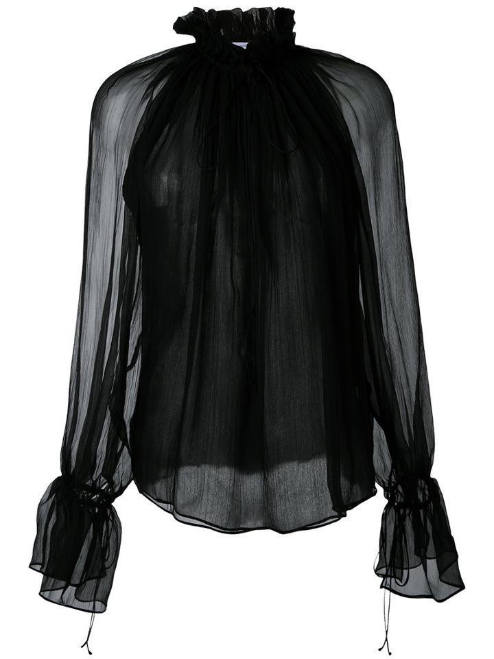 Redemption - Sheer Blouse - Women - Leather/silk Crepe - 40, Black, Leather/silk Crepe